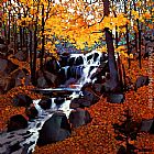 Dreamy Creek II Paintings - Small Creek in Autumn by Michael O'Toole